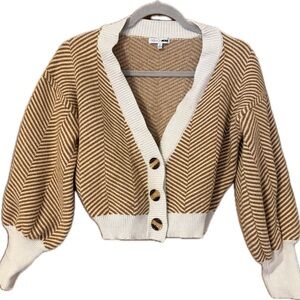 Fashion Nova Tan and Cream Chevron Cardigan